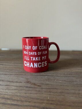 Funny Christmas Coffee Mug; Designs by Kathy; Red/White